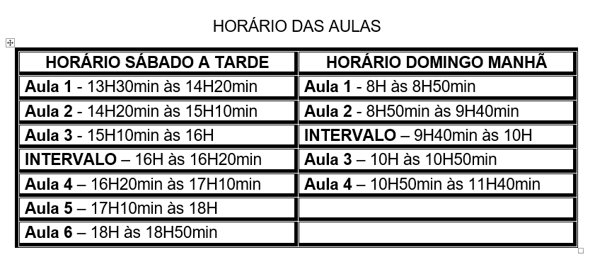 horário